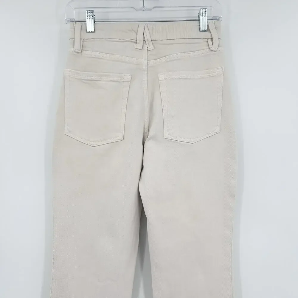 Good American Good Classic Slim Straight Bone High Rise Cream Jeans Womens Sz 26 - Picture 9 of 10
